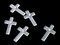 29mm Frosted White Plastic Cross with Swarovski Crystal Pendant or Charm